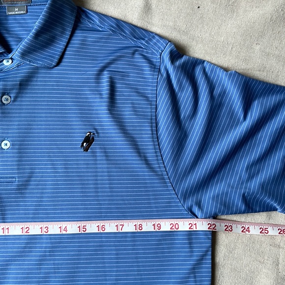 Fennec Golf Polo collared shirt worn once blue/white horizontal stripe - Picture 5 of 8